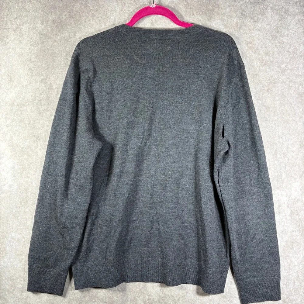 Banana Republic Sweater Mens Large Gray‎ Italian Merino Wool Crewneck Pullover